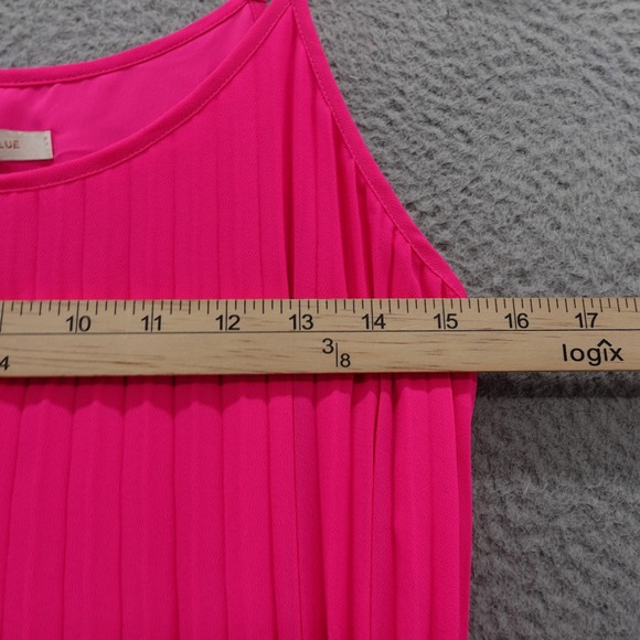 NWT Skies Are‎ Blue Pleated Colorblock Maxi Dress XS Hot Pink Red Womens Belted - Picture 6 of 15